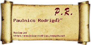Paulnics Rodrigó névjegykártya